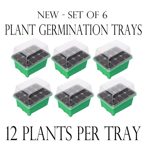NEW 6 Pack Germination Tray Garden Supplies Gardening Plant Starter Trays 12 Pla - Picture 1 of 9